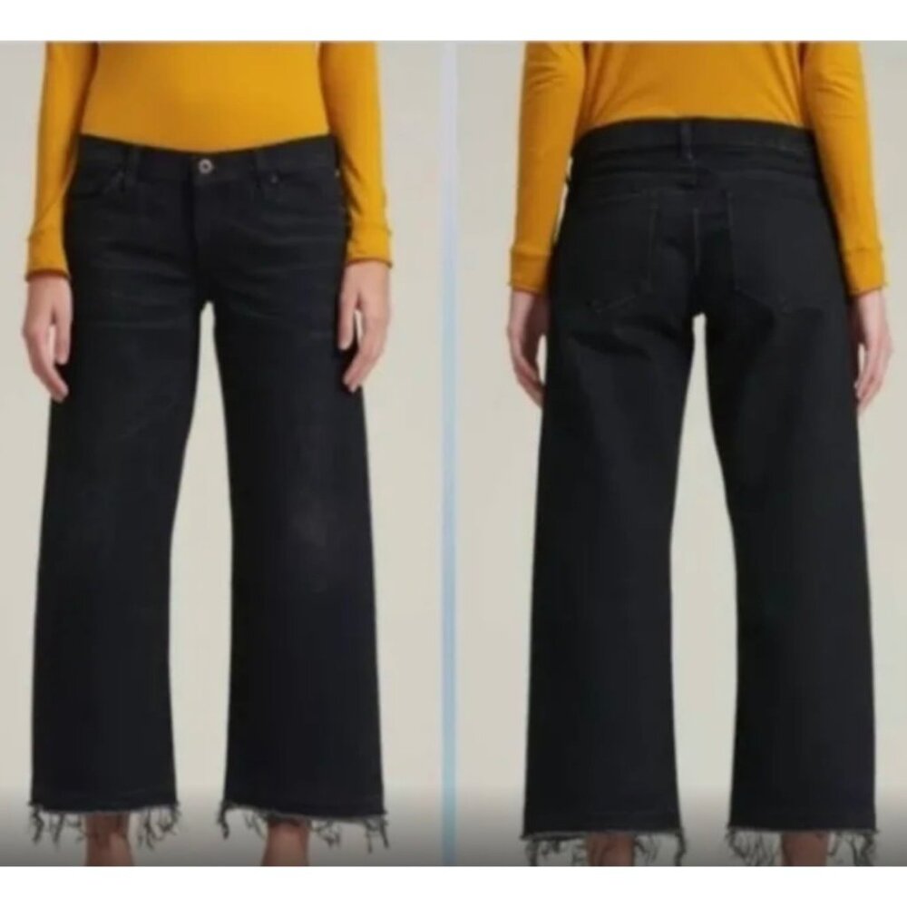 Simon Miller Bora Bora Wide Leg Cropped Jeans Cotton Black Sz 26